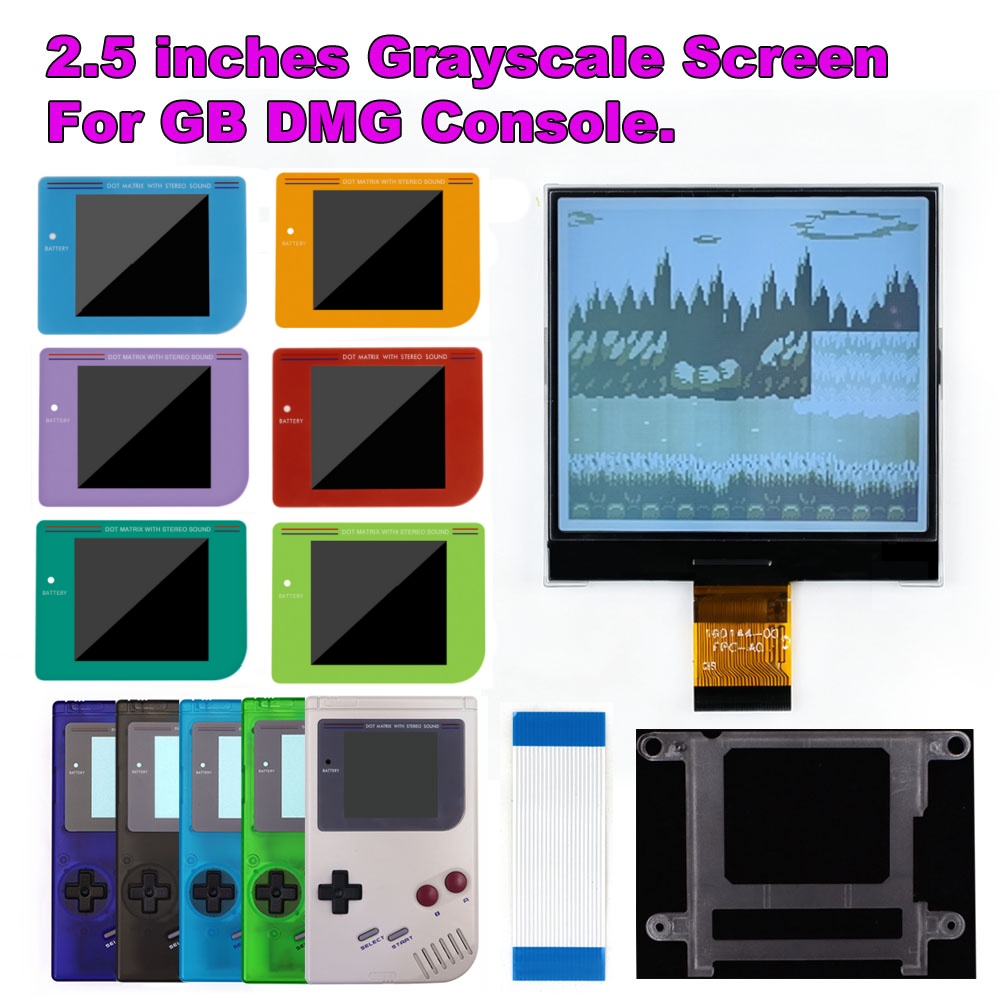 Lcd Screen Arcade - HISPEEDIDO 2,5 Zoll Graustufen-LCD-Bildschirm-Kit für GameBoy