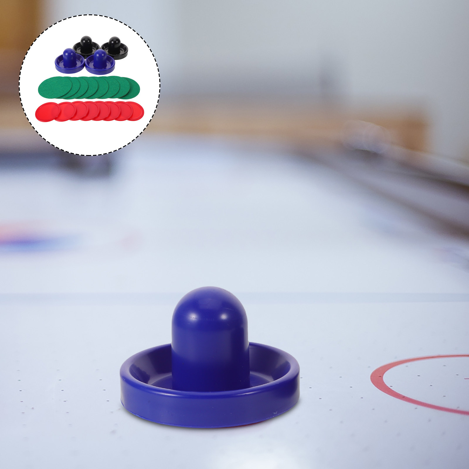Air Hockey Table - 2 Sets Tisch-Air-Hockey-Teile, Kunststoff-Pusher, Ersatz-Pucks, selbstklebende