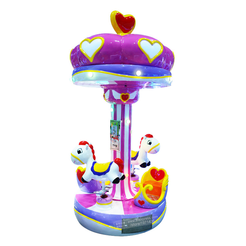 Coin Operated Kiddie Ride - Elektrisches Karussellpferd, 3-Personen-Kinderspiel, münzbetrieben, Fiberglas, Kinderfahrten,